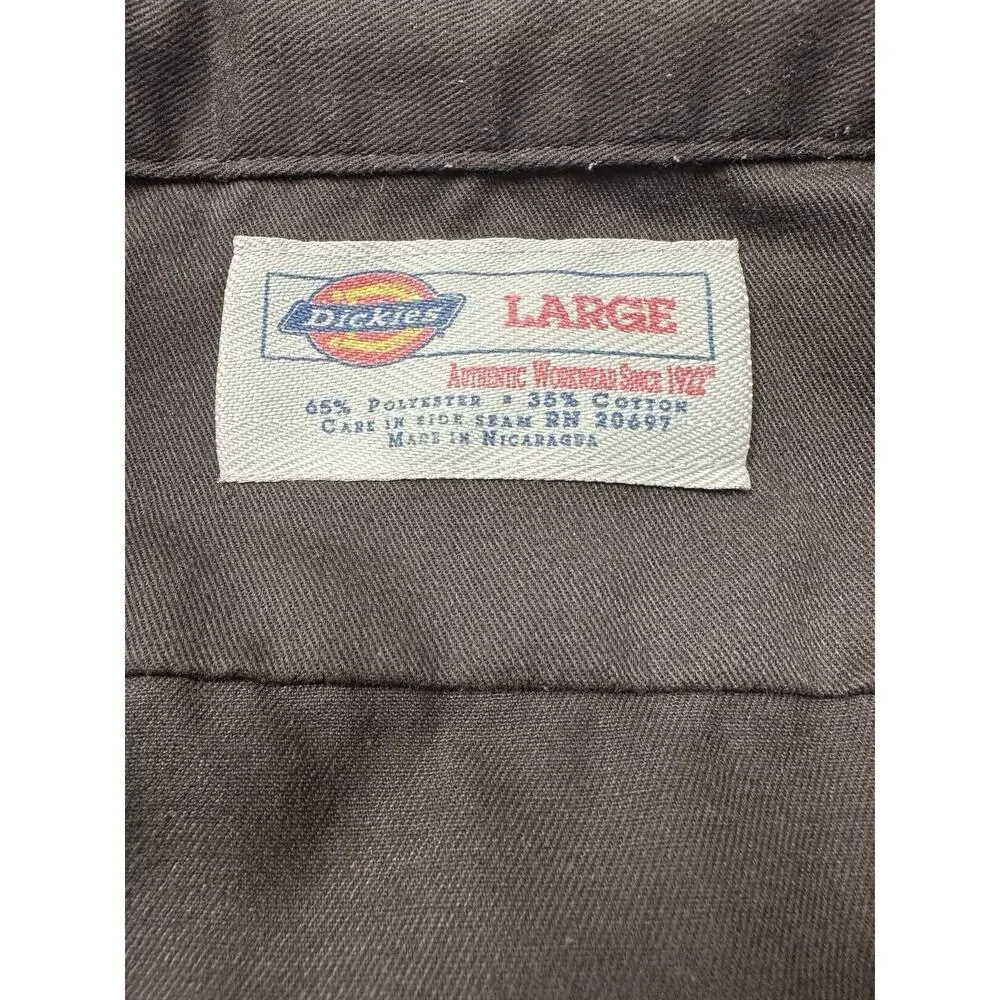 Used Dark Brown Dickies Men's Short Sleeve Work Shirt Large